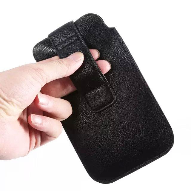 Universal PU Leather Waist Belt Mobile Phone Case Pouch For iPhone  Xiaomi Redmi 9 Poco Huawei Honor Moto Leather Cell Phone Holster with Belt Clip, Flip Cell Phone Case