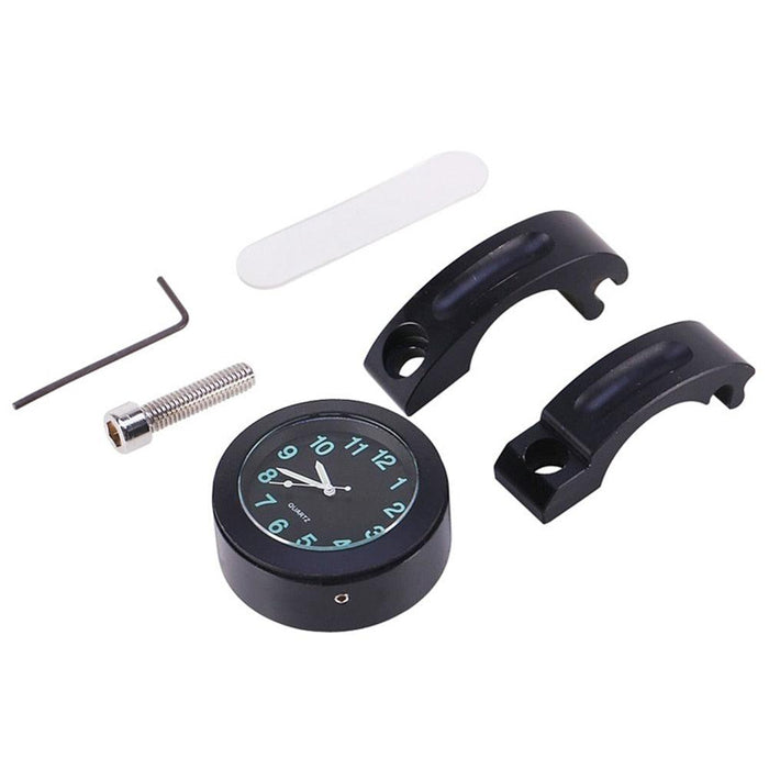 Universal Waterproof Motorbike Clock  Night Light Motorcycle Handlebar Mount Clock Watch Dial Bike Handlebar Clock Watch Motorcycle Handlebar Mount Watch Clock Set with Anti-Skid Pad Wrench Universal Waterproof Black