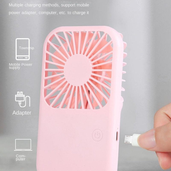 USB Mini Fan Portable Pocket Fan Cartoon Handheld Desktop Rechargeable Standing Fan Three Gear Wind Speed Regulation Battery Operated USB Small Fan with 3 Speeds for Home Office Car Outdoor Travel