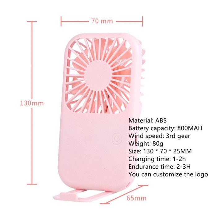 USB Mini Fan Portable Pocket Fan Cartoon Handheld Desktop Rechargeable Standing Fan Three Gear Wind Speed Regulation Battery Operated USB Small Fan with 3 Speeds for Home Office Car Outdoor Travel