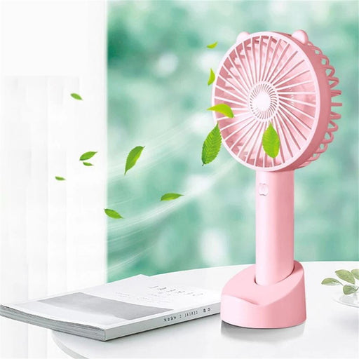 USB Mini Handheld Fan Cooler Portable Small Charging Fan Mini Silent Charging Desk Dormitory Office Student Gifts Long Personal Small Desk Fan with Base, Lightweight Rechargeable USB Handheld Fan