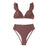 V-neck Ruffled High-waist Bikini Sets Swimsuit Womens Ruffle Flounce Triangle Bathing Suits Cute Two Piece Swimsuits Women Solid Brown Two Pieces Swimwear New Beach Bathing Suits