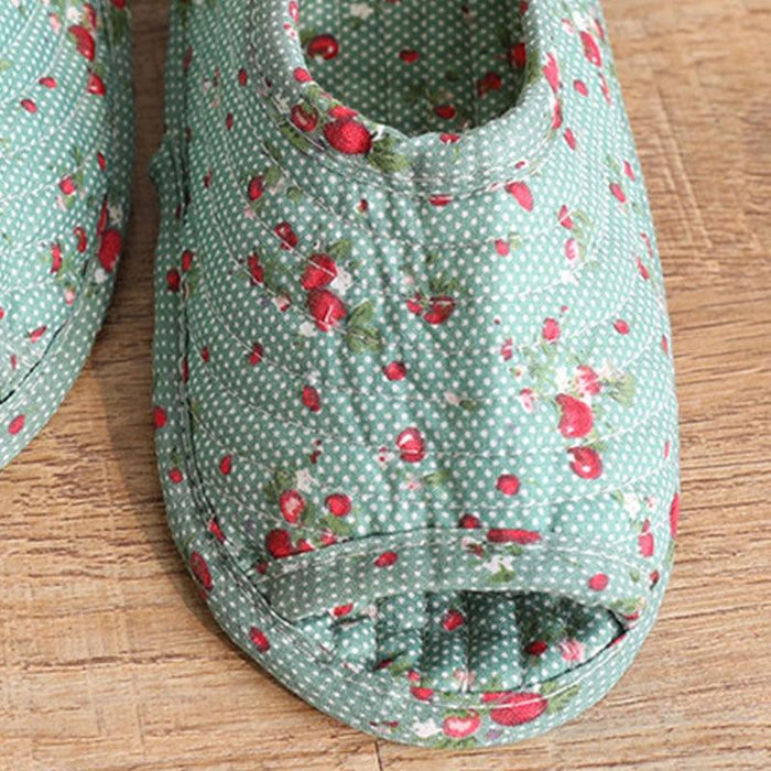 Vintage Floral Home Shoes Slippers Women Cotton Fabric House Slipper Sewing Comfy Flat Shoes Unisex Cute Soft Sole Indoor Bedroom Slippers Beautiful Comfort Four Season Slipper