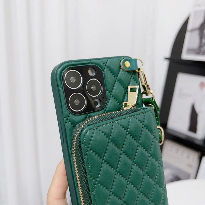 Wallet Leather Purse Case for iPhone 14 Pro Max 14Plus 13 11 12 Lanyard Shoulder Cards Holder Cosmetic Bag Shockproof Leather Case Wallet with Purse for iPhone