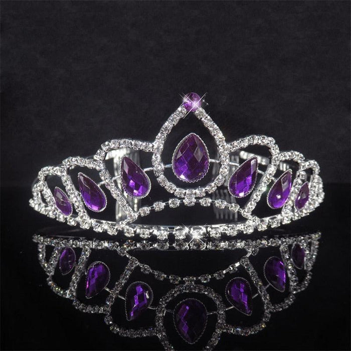 Wedding Bridal Princess Crystal Tiara Crown Veil Hair Accessory For Girls Children Tiara Crown Hair Jewelry Blossom Pageant Rhinestone Crystal Metal Tiara Crown