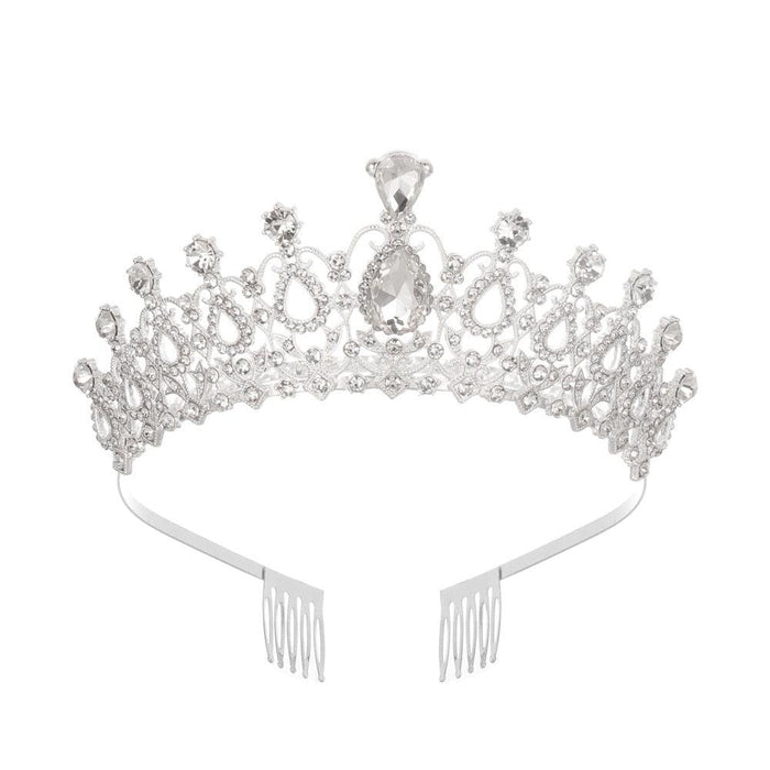 Wedding Hair Accessories Crystal Rhinestone Crowns With Combs Queen Princess Tiaras Head Jewelry Bridal Girls Wedding Tiara Crystal Rhinestones Crown With Comb Bridal Pageant Birthday Princess Tiara Headband