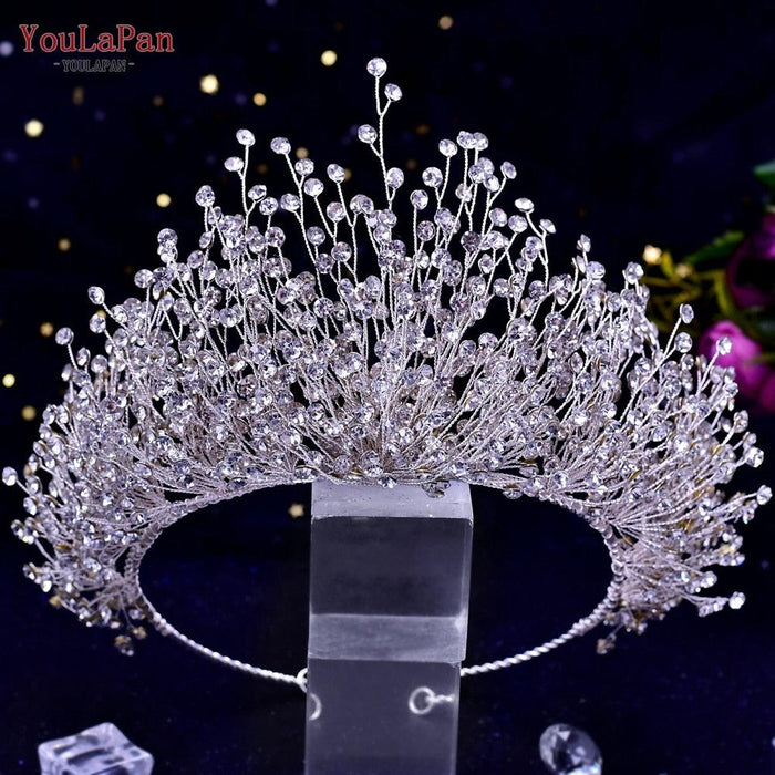 Wedding Headwear Necklace Earrings Jewelry Set Bride Headbands Rhinestone Headpiece Bridal Tiaras And Crowns Silver Rhinestone Wedding Headpiece For Women Handmade Bridal Headband Hair Accessories