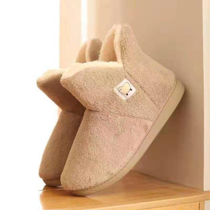 Winter Cotton Slippers Sheep Skin Woman Slippers Natural Fur Women Warm Indoor Shoes Soft Wool House Slippers Memory Foam Closed Back Slippers With Warm Lining Wool-Like Blend Cotton House Shoes