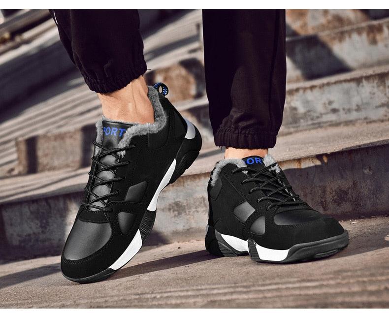 Winter Leather Sneakers Keep Warm Waterproof Mans Sneakers Work Casual Shoes Mens Autumn Anti-slip Leather Lace Up Lightweight Soft Modern Comfortable Classic Walking Sneakers