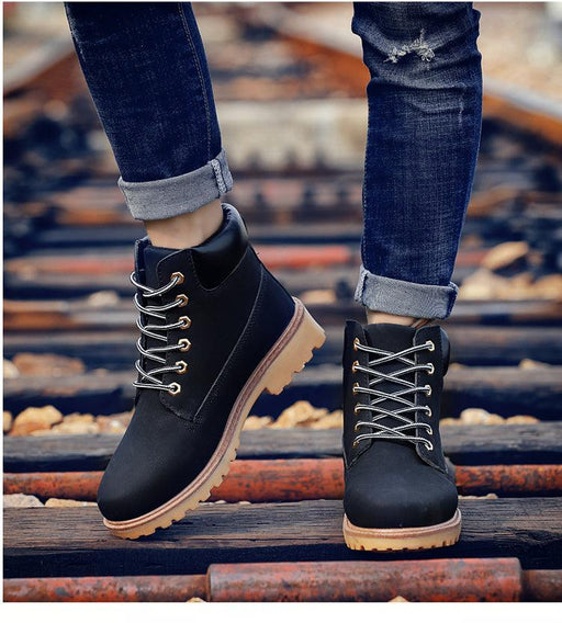 Winter Luxury Shoes Mens Flat Heel Boots Fashion Warm Ankle Boots Outdoor Warm Non Slip Fur Lined Ankle Boots Leather Winter Walking Shoes For Mens