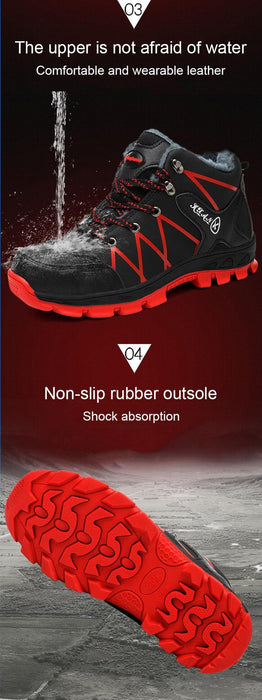 Winter Safety Shoes Waterproof Men's Boots Outdoor Warm Waterproof Non-slip Ankle Snow Boot Thick Plush Rubber Outdoor Snow Boots Winter Trail Camping Durable Cold Weather Shoes