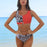 Women Bikini Set Leopard Swimwear Women High Waist String Floral Printed 2 Piece Bathing Suits Women Patchwork Swimsuits Push Up Printed Bikinis Buckle Front Beach Wear