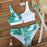 Women Bikini Set Leopard Swimwear Women High Waist String Floral Printed 2 Piece Bathing Suits Women Patchwork Swimsuits Push Up Printed Bikinis Buckle Front Beach Wear