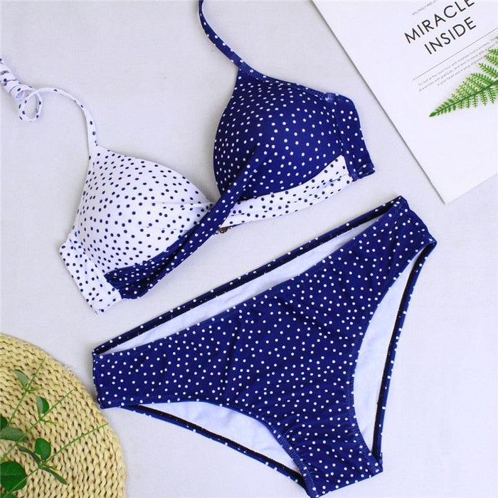 Women Bikini Set Push Up Female Swimsuit Swimwear Swim Two Piece Brazilian Bathing Suit Large Plus Size Women's Twist Front High Waist Bikini Swimsuit Drawstring Tie Side Bottom Two Piece Bathing Suit