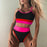 Women Bikinis High Waist Swimwear Women's Ribbed Bikini Swimsuits High Waist 2 Piece Bathing Suit Push Up Bathing Suits Leopard Patchwork Summer Soft Beachwear