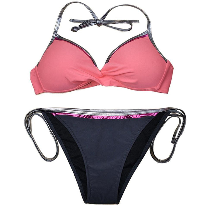 Women Cute Large Swimsuits Push Up Bikini Women Triangle Push Up Bikini Set Molded Bra Swimsuit  Women's Plus Size Swimwear Beach Wear  Bikinis Female Bathing Suit Swimming Suits