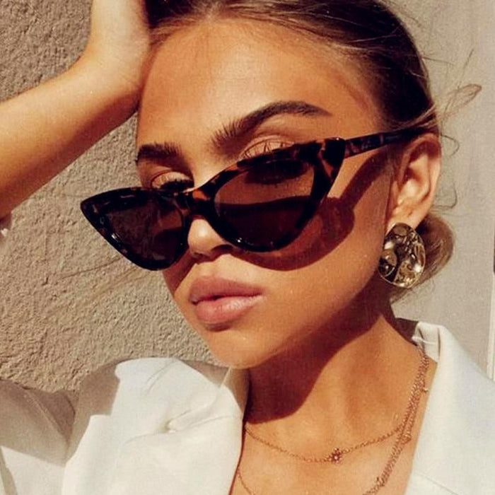 Women Elegant Black Summer Sunglasses Stylish New Popular Cat Eye Design Sunglasses For Woman New Small Eyewear Shades For Women Retro Summer Design Glasses