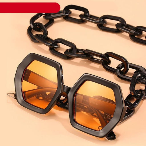 Women Elegant Design Sunglasses Stylish Fashionable Square Shape Sunglasses For Women Latest Unique Chain Style Sun Glasses For Female New Different Shades Large Frame Eyewear