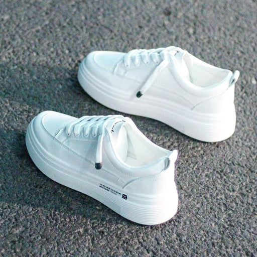 Women Leather Sneakers Fashion Breathble Vulcanized Shoes Women Casual Shoes White Modern Women Sneakers Flats Girl Breathble Shoes Lace Up Modern White Walking Sneakers