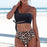 Women Leopard Print Swimsuit Women's Bikini One Shoulder Top High Waist Bottom Two Piece Swimsuits Women Push Up Bikini Set One Shoulder Beachwear Summer Leopard Bathing Suit High Waist Swimwear For Women