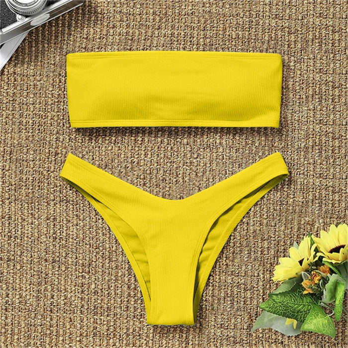 Women's Bikini High Waist Tummy Control Two Piece Swimsuit Swimwear Girl Beach Bathing Suit Woman Fashion Swimwear Padded High Waist Cheeky Bathing Suit