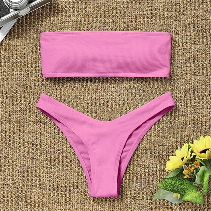 Women's Bikini High Waist Tummy Control Two Piece Swimsuit Swimwear Girl Beach Bathing Suit Woman Fashion Swimwear Padded High Waist Cheeky Bathing Suit