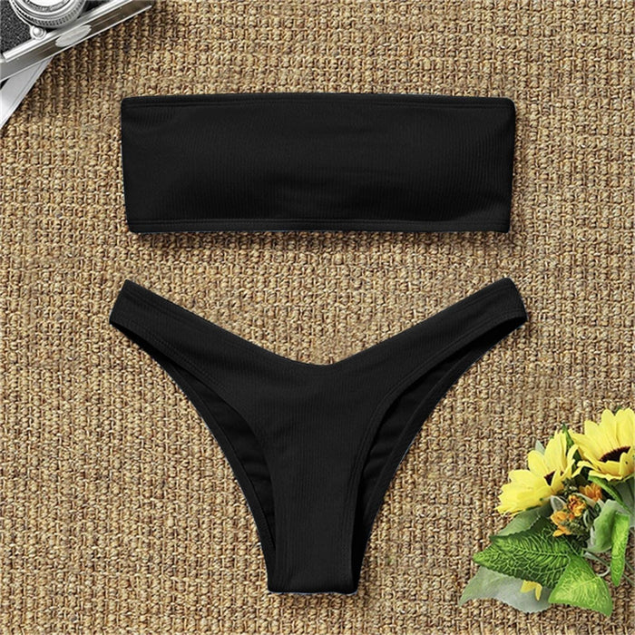 Women's Bikini High Waist Tummy Control Two Piece Swimsuit Swimwear Girl Beach Bathing Suit Woman Fashion Swimwear Padded High Waist Cheeky Bathing Suit