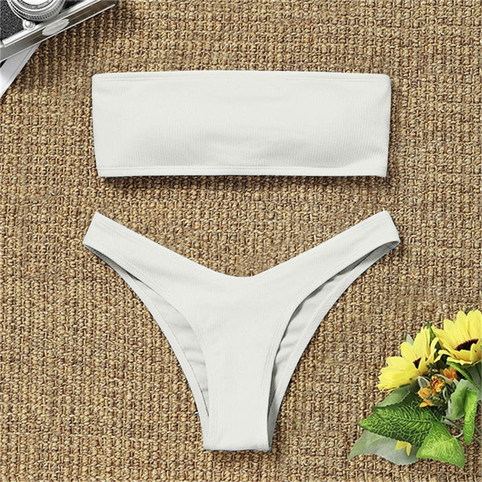 Women's Bikini High Waist Tummy Control Two Piece Swimsuit Swimwear Girl Beach Bathing Suit Woman Fashion Swimwear Padded High Waist Cheeky Bathing Suit