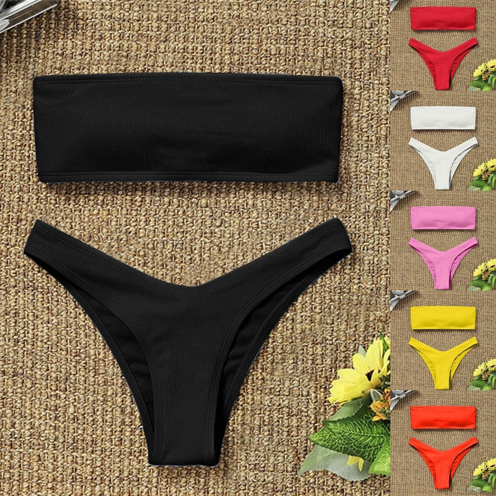 Women's Bikini High Waist Tummy Control Two Piece Swimsuit Swimwear Girl Beach Bathing Suit Woman Fashion Swimwear Padded High Waist Cheeky Bathing Suit