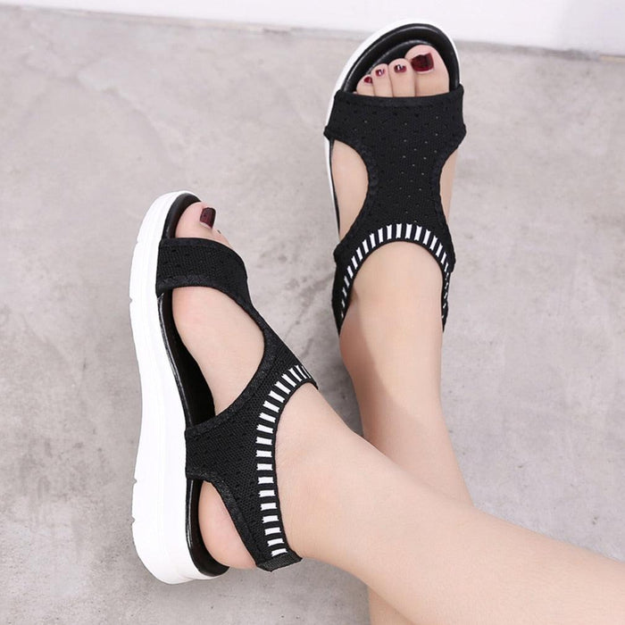 Women Sandals Breathable Comfort Walking Shoes Heels Summer Platform Sandal Casual Comfortable Sandals For Women Ankle Elastic Lightweight Soft Modern Beach Sandals