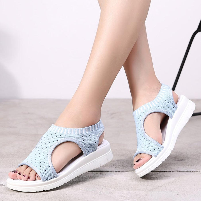 Women Sandals Breathable Comfort Walking Shoes Heels Summer Platform Sandal Casual Comfortable Sandals For Women Ankle Elastic Lightweight Soft Modern Beach Sandals