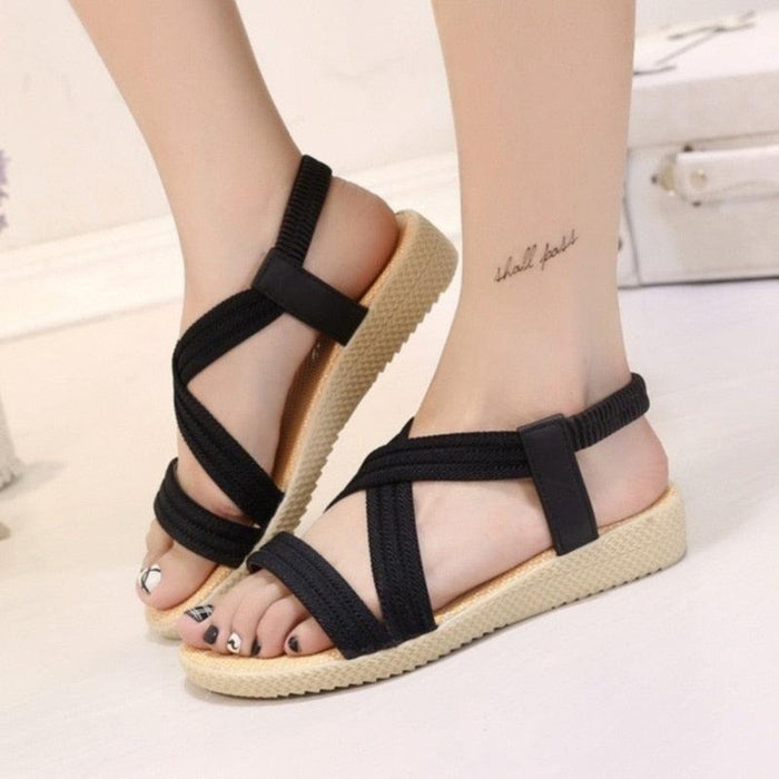 Women Sandals Breathable Comfort Walking Shoes Heels Summer Platform Sandal Casual Comfortable Sandals For Women Ankle Elastic Lightweight Soft Modern Beach Sandals