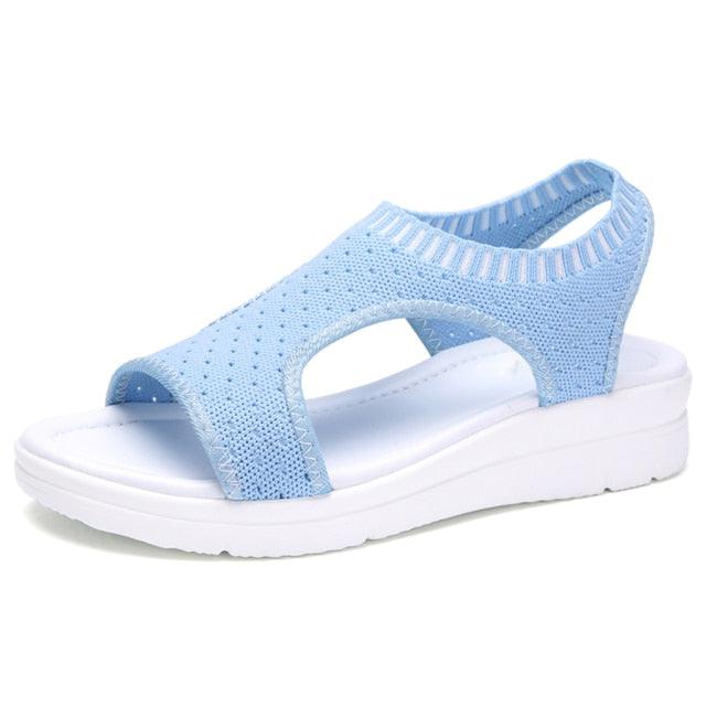 Women Sandals Breathable Comfort Walking Shoes Heels Summer Platform Sandal Casual Comfortable Sandals For Women Ankle Elastic Lightweight Soft Modern Beach Sandals