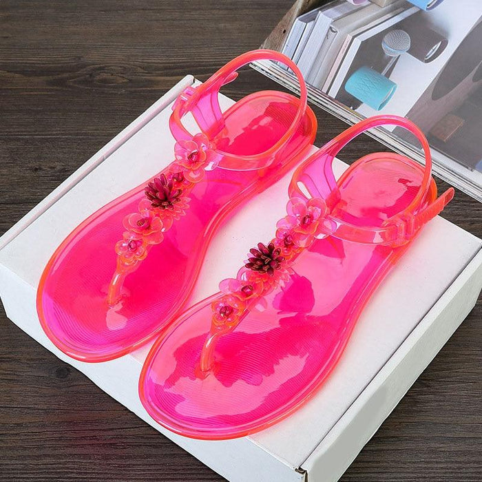 Women Sandals Flip Flops New Summer Fashion Beach Flower Breathable Non-Slip Flat Slides Casual Womens Flat Sandals T-strap Thong Summer Flip Flops Dressy Sandals