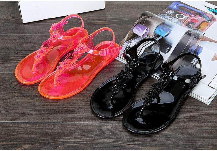 Women Sandals Flip Flops New Summer Fashion Beach Flower Breathable Non-Slip Flat Slides Casual Womens Flat Sandals T-strap Thong Summer Flip Flops Dressy Sandals