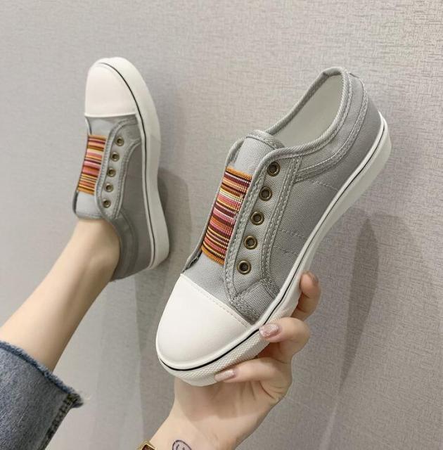 Women Summer Autumn Sneakers Low-Cut Trainers Canvas Flat Sneakers Casual Slip On Canvas Comfortable Walking Flats Shoes For Womens - STEVVEX Shoes - 106, Canvas Flat Sneakers, Fashion Sneakers, Jogging Women Sneakers, Modern Womens Sneakers, Running Shoes, Shoes, Sneakers, Soft Women Sneakers, Walking Casual Shoes, Walking Shoes, Walking Sneakers, Women shoes, Women sneakers, Women's Sport Sneakers, Womens Elegant Sneakers, Womens Fitness Sneakers - Stevvex.com