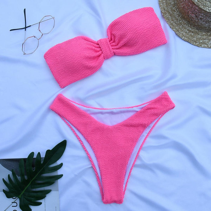 Women Swimsuit Female Bikini Swimwear Women Bikini Set Swimming Suit Bandage Bikini Set Push-Up Swimwear Beachwear Swimsuit  Bathing Suits Off Shoulder High Waist Beachwear Set