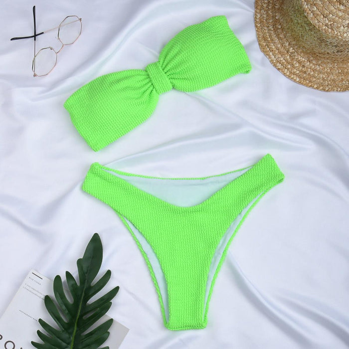 Women Swimsuit Female Bikini Swimwear Women Bikini Set Swimming Suit Bandage Bikini Set Push-Up Swimwear Beachwear Swimsuit  Bathing Suits Off Shoulder High Waist Beachwear Set