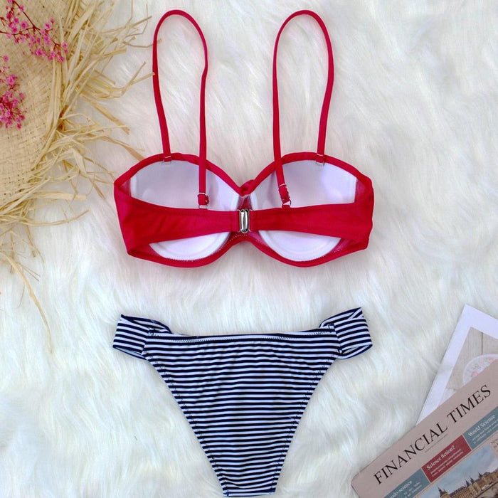 Women Two Piece Swimsuit Push Up Bikini  Padded Push Up Bikini Set Two Pieces Swimsuit Women Swimwear Bathing Suit Gifts For Mom Wife Girlfriend Swimwear Classic Print Swimsuit Bikini Set Swimwear Bathing Pool Party Bikini