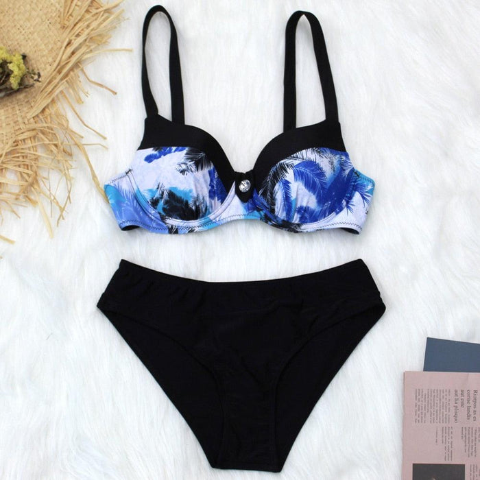 Women Two Piece Swimsuit Push Up Bikini  Padded Push Up Bikini Set Two Pieces Swimsuit Women Swimwear Bathing Suit Gifts For Mom Wife Girlfriend Swimwear Classic Print Swimsuit Bikini Set Swimwear Bathing Pool Party Bikini