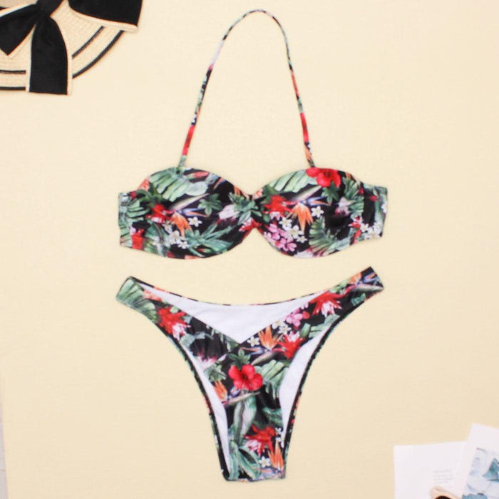 Women Two Piece Swimsuit Push Up Bikini  Padded Push Up Bikini Set Two Pieces Swimsuit Women Swimwear Bathing Suit Gifts For Mom Wife Girlfriend Swimwear Classic Print Swimsuit Bikini Set Swimwear Bathing Pool Party Bikini