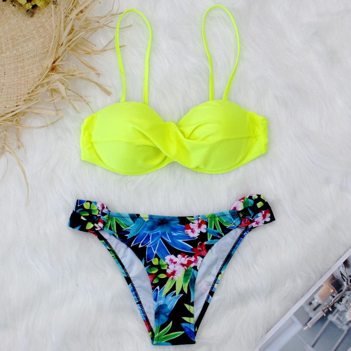 Women Two Piece Swimsuit Push Up Bikini  Padded Push Up Bikini Set Two Pieces Swimsuit Women Swimwear Bathing Suit Gifts For Mom Wife Girlfriend Swimwear Classic Print Swimsuit Bikini Set Swimwear Bathing Pool Party Bikini