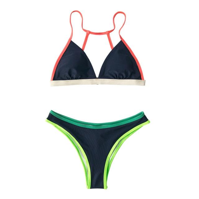 Women Two Piece Triangle Low Waist Bikini Sets Women's Halter Triangle Bikini Bottom Two Piece Swimsuits Swimsuit For Women High Cut Two Pieces Swimwear Beach Bathing Suit Lace Up Two Piece Bathing Suit