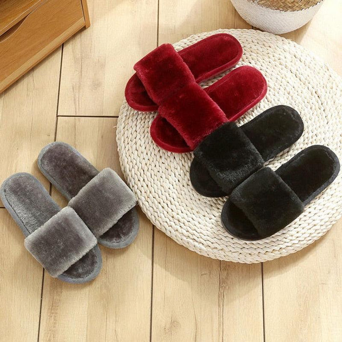 Women Winter Heart Shoes Woman Slides Plush Home Slippers Indoor House Shoes Winter Warm Fur Slippers With Embroidered Heart Details Soft And Warm House Slippers With Cushioned Insole