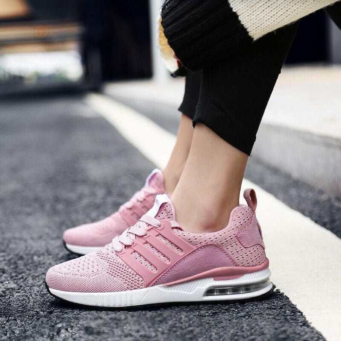 Womens Light Weight Running Sneakers Air Sole Breathable High Quality Sport Women Mesh Running Casual Slip On Flats Comfortable Walking Air Cushion Sneakers