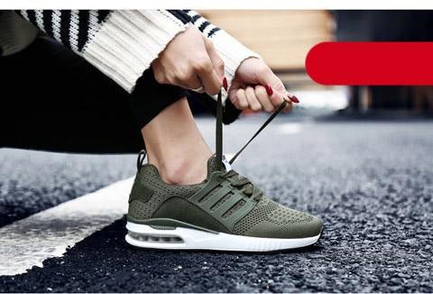 Womens Light Weight Running Sneakers Air Sole Breathable High Quality Sport Women Mesh Running Casual Slip On Flats Comfortable Walking Air Cushion Sneakers