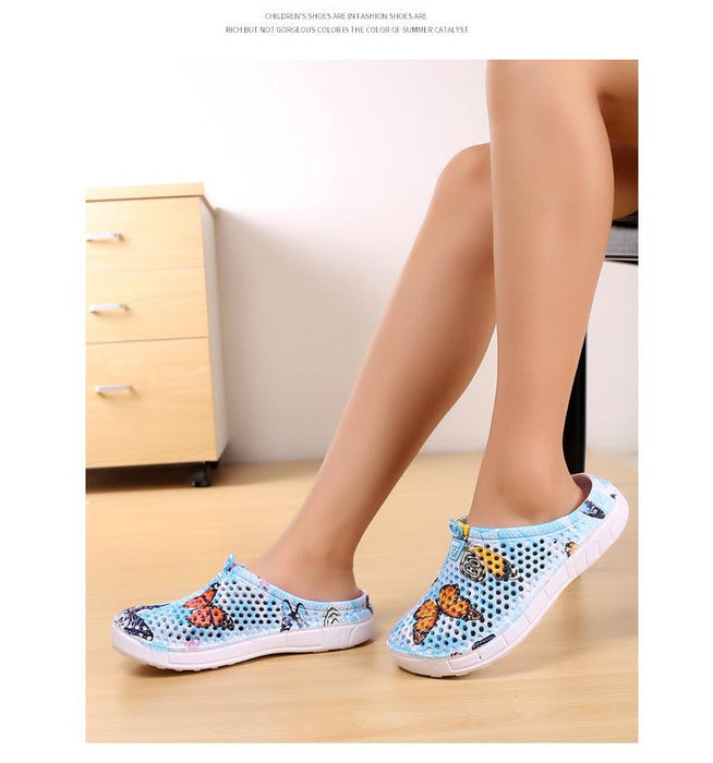 Womens Slip-On Quick Dry Water Clogs Shoes Beach Sandals Lightweight Breathable Bathroom Garden Clogs Shoes Summer Breathable Mesh Sandals Beach Footwear Anti-Slip Slippers Quick Drying Sandals